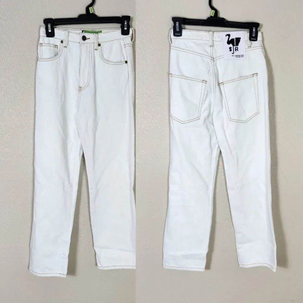 NWT Sandrine Rose X Free People White Straight Leg Jeans Size 24